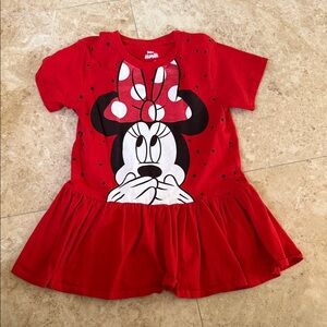 Disney Red Minnie Mouse Peplum Dress with Black & White Graphic